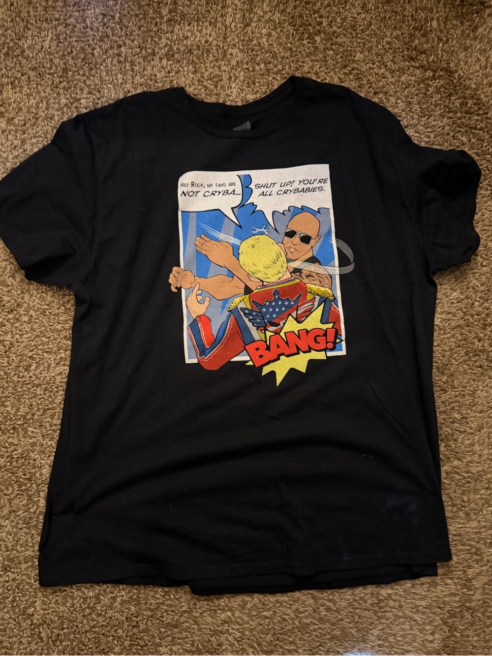 WWE The Rock 'BANG!' Comic Black Tee 2XL used